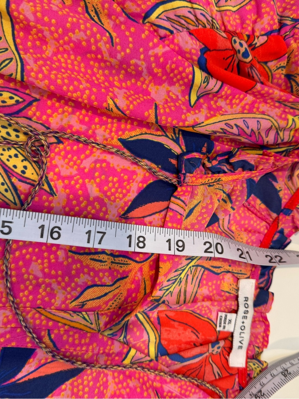Rose + Olive Floral Matching Set Pink Blouse Size XL & Pants Size L - Picture 10 of 16